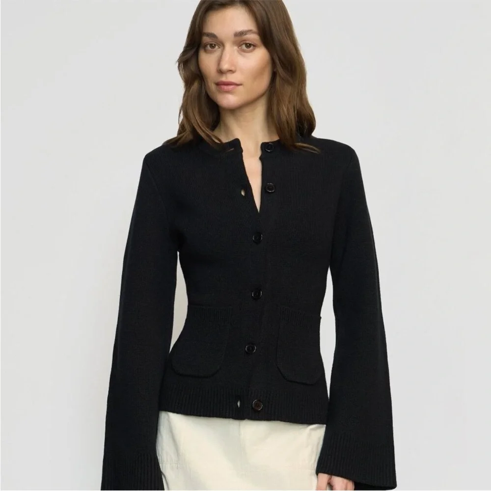 Modern Citizen Eames Organic Cotton-Wool Black Minimalist Cardigan Sweater M - Picture 5 of 14